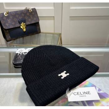 Celine Triomphe Knit Hat Black 2024 1129 (A-241129030)