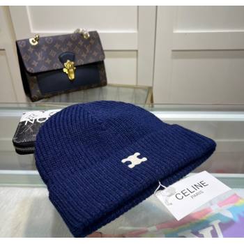 Celine Triomphe Knit Hat Navy Blue 2024 1129 (A-241129029)