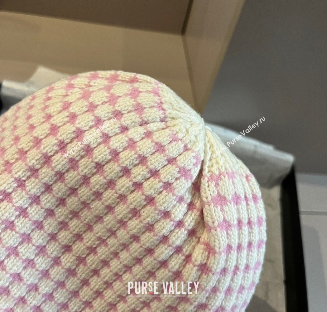 Chanel Houndstooth Knit Hat Pink 2025 0115 (XMN-250115002)