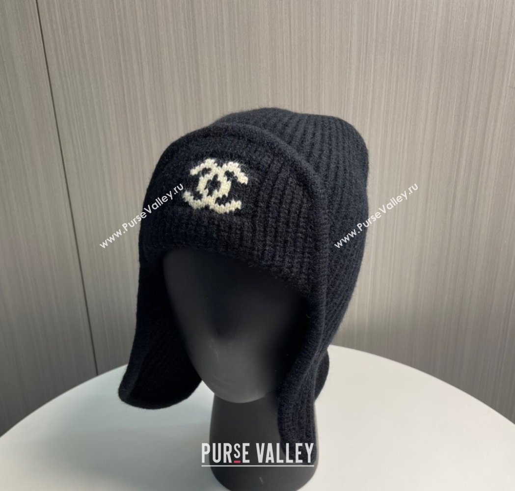 Chanel Snow Knit Chapka Hat Black 2025 0115 (XMN-250115007)