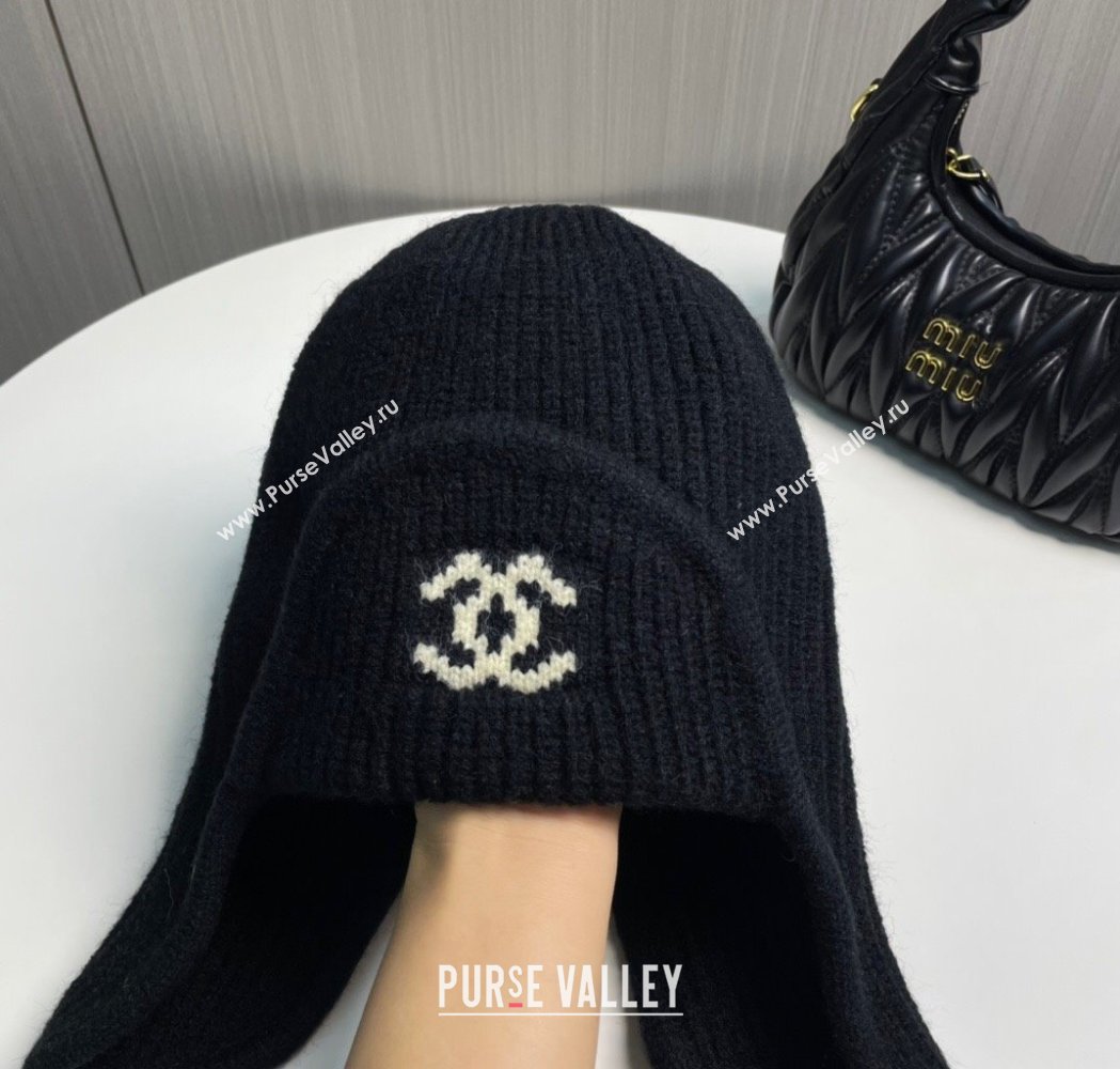 Chanel Snow Knit Chapka Hat Black 2025 0115 (XMN-250115007)