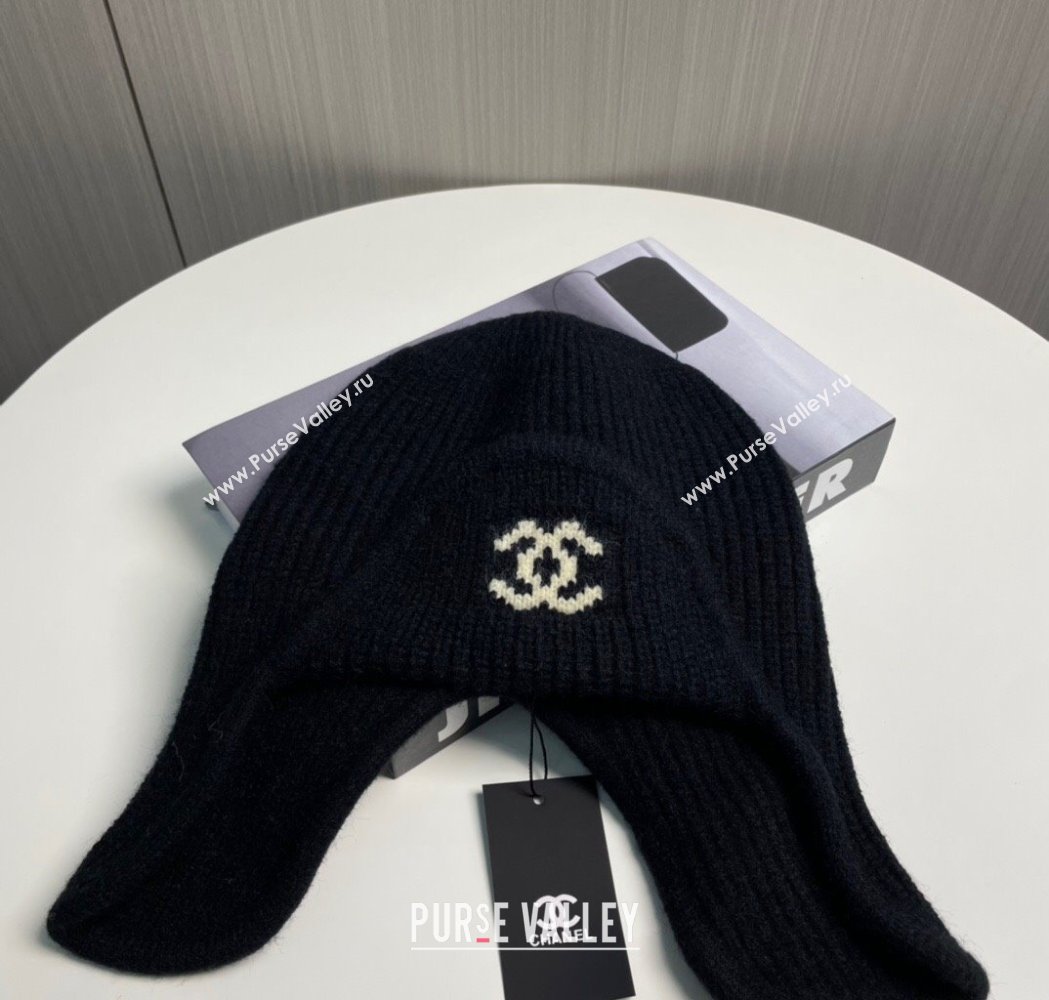 Chanel Snow Knit Chapka Hat Black 2025 0115 (XMN-250115007)