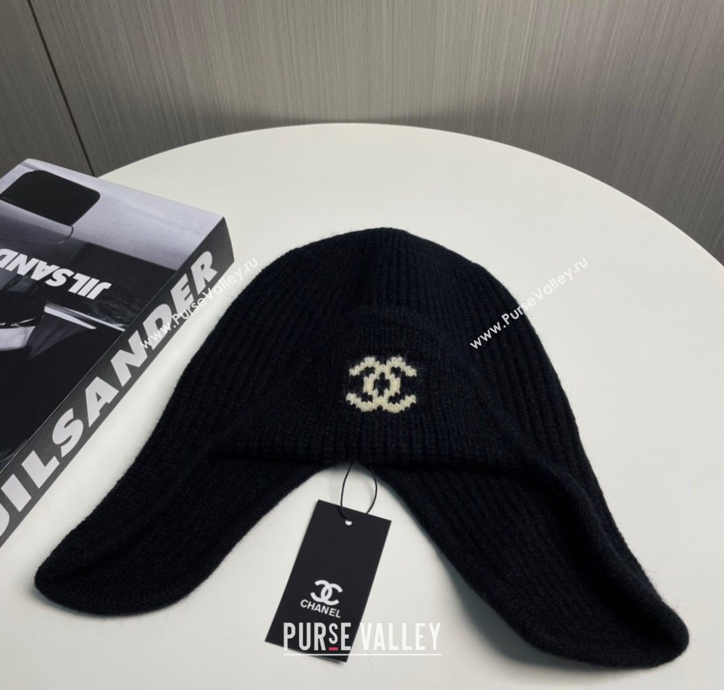 Chanel Snow Knit Chapka Hat Black 2025 0115 (XMN-250115007)