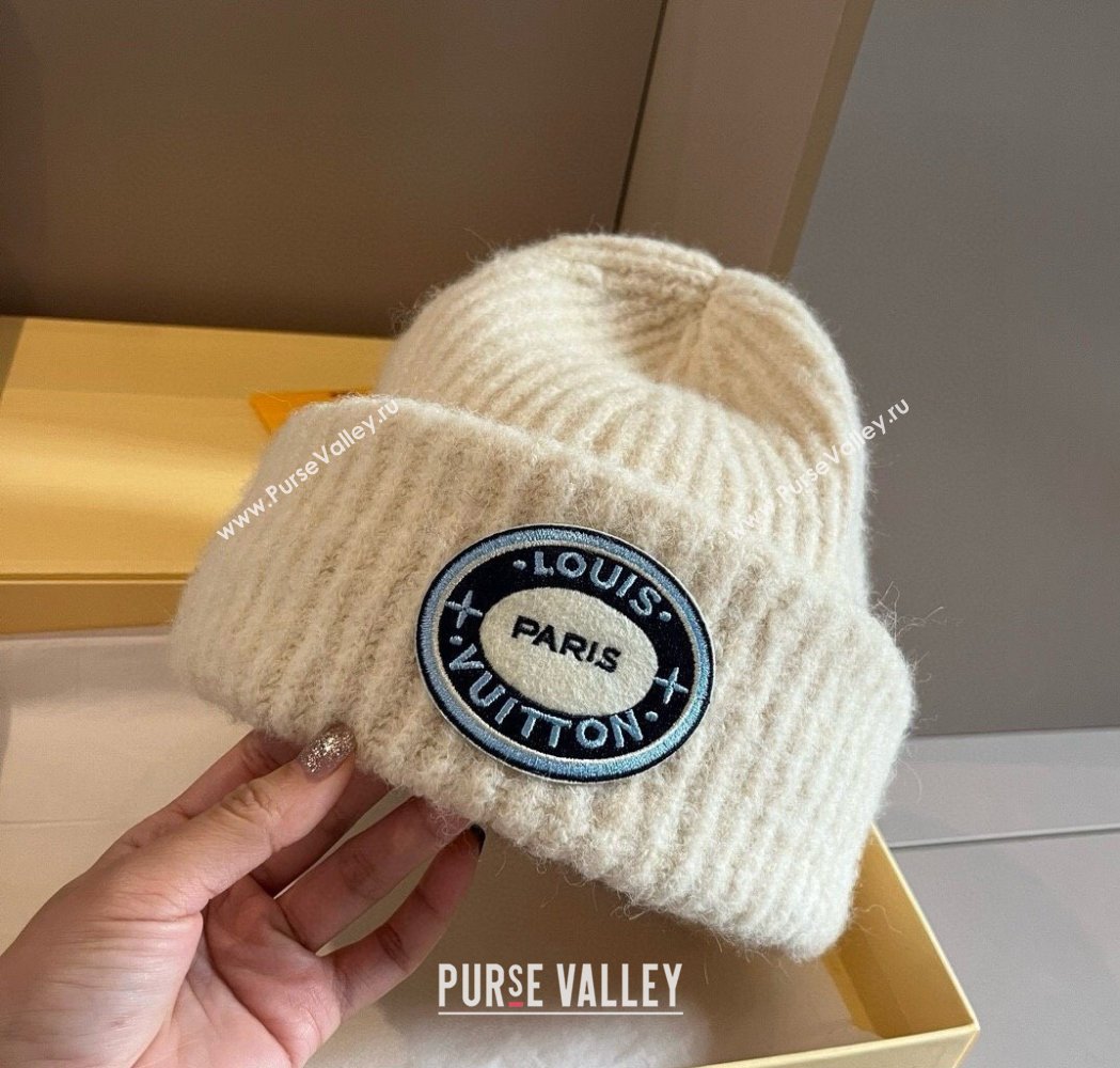 Louis Vuitton Knit Hat with Logo Patch White 2025 0114 (XMN-250114100)