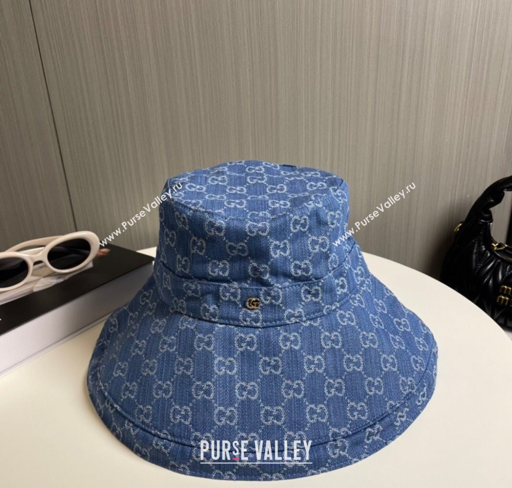 Gucci GG Denim Wide Brim Bucket Hat Blue2 2025 0115 (A-250115021)