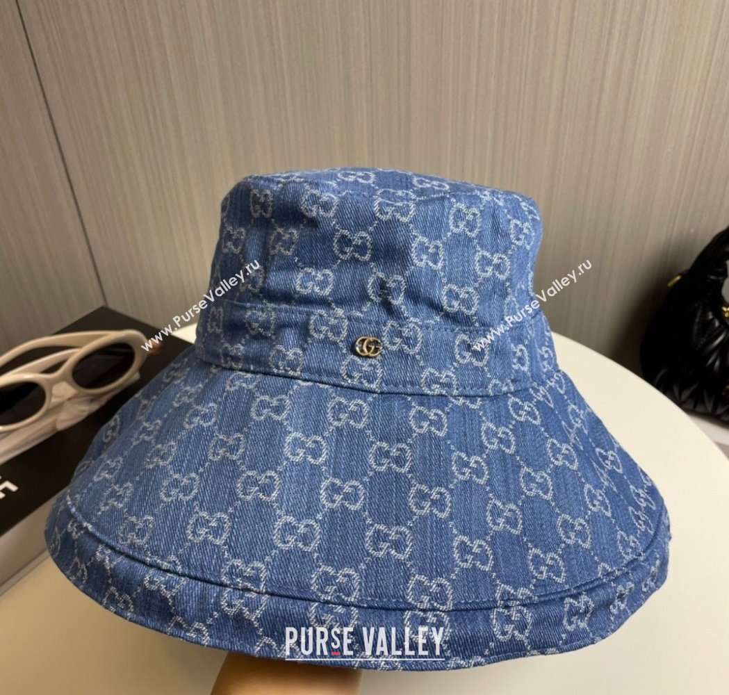 Gucci GG Denim Wide Brim Bucket Hat Blue2 2025 0115 (A-250115021)