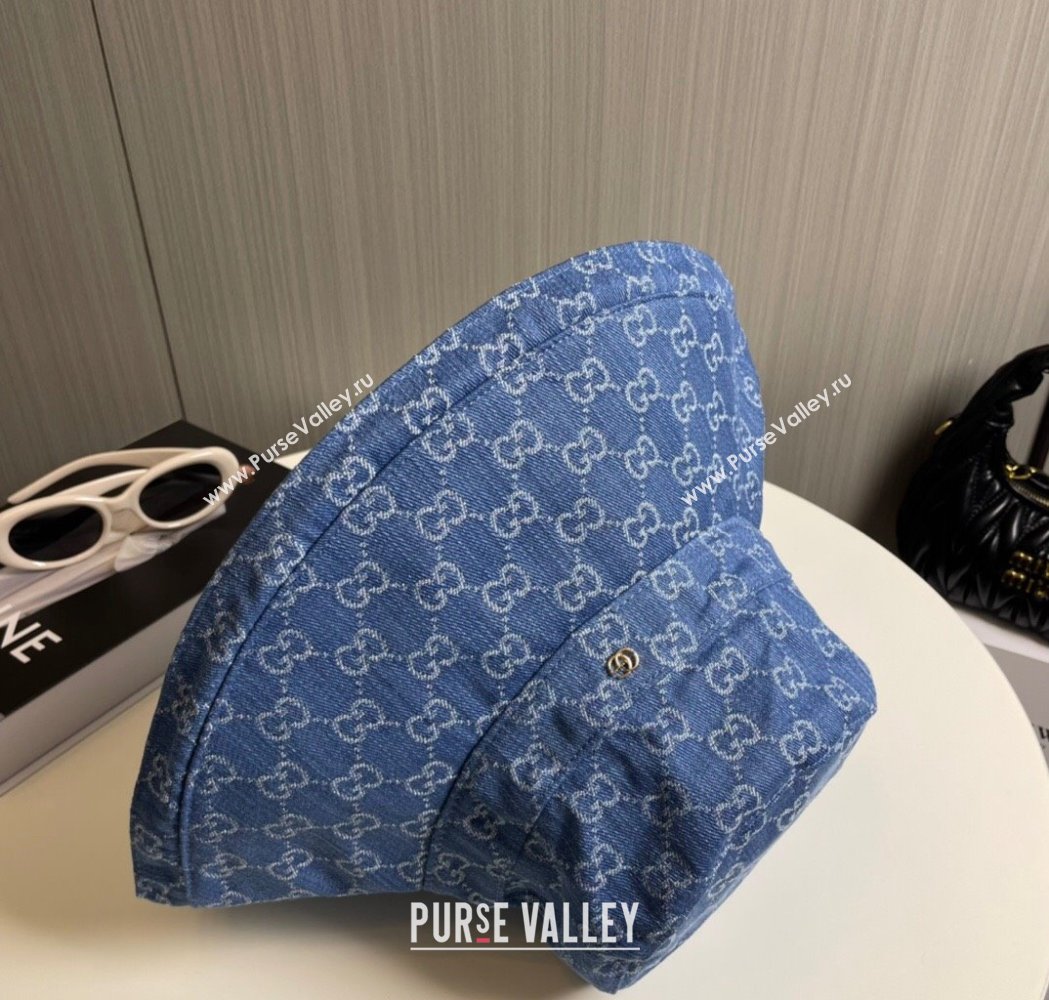 Gucci GG Denim Wide Brim Bucket Hat Blue2 2025 0115 (A-250115021)