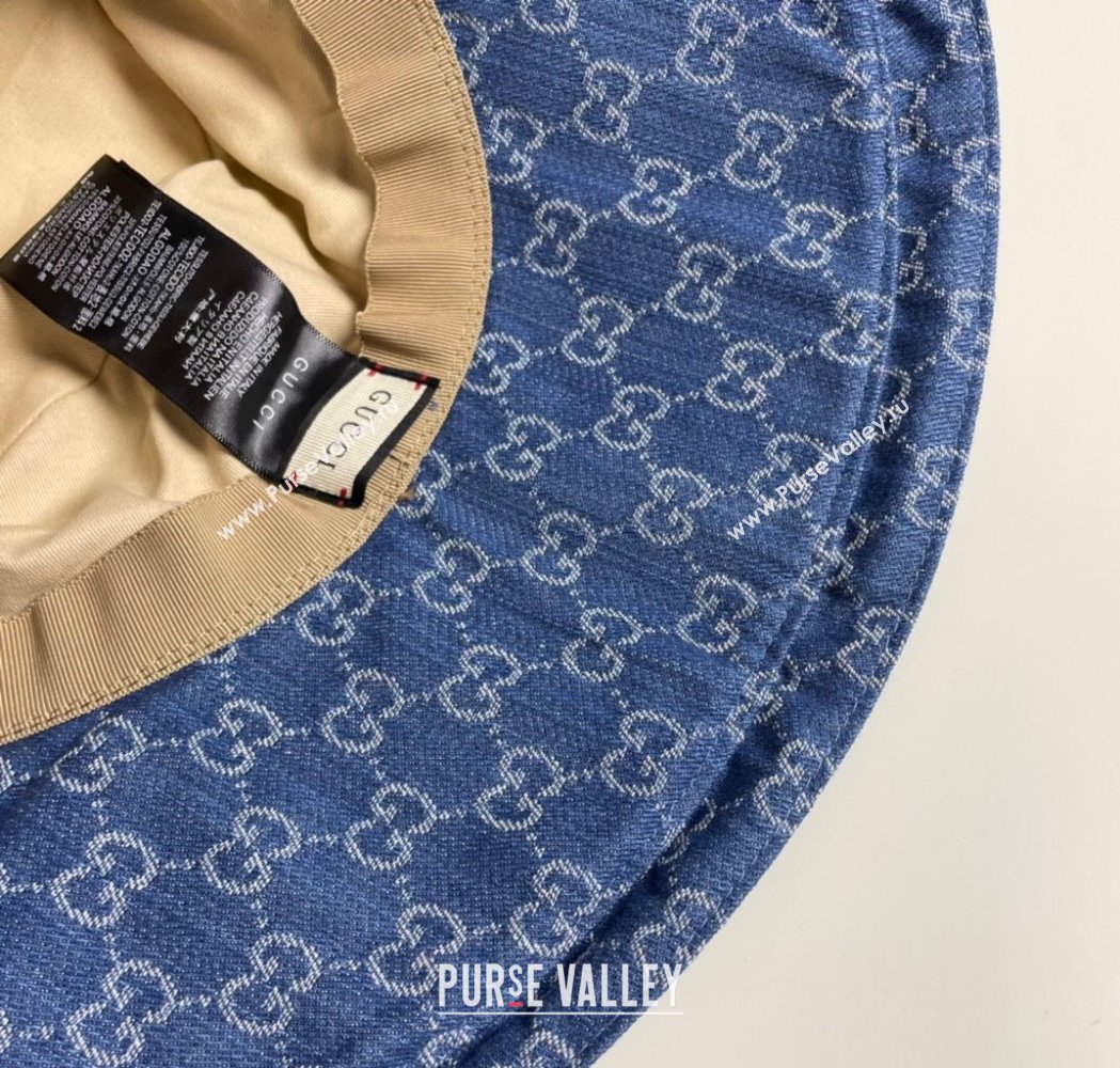 Gucci GG Denim Wide Brim Bucket Hat Blue2 2025 0115 (A-250115021)