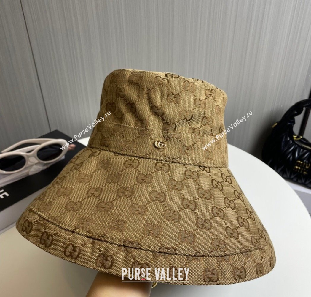Gucci GG Canvas Wide Brim Bucket Hat Camel 2025 0115 (A-250115022)