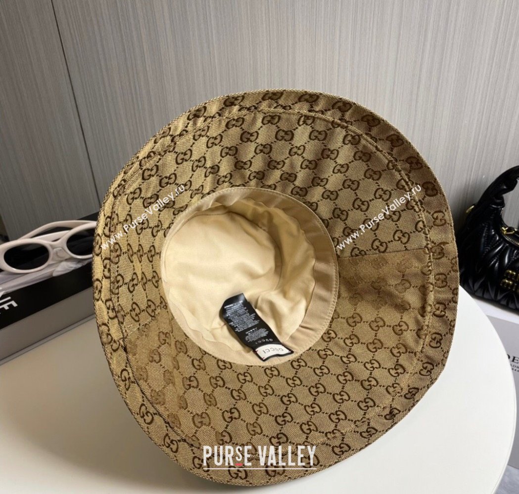 Gucci GG Canvas Wide Brim Bucket Hat Camel 2025 0115 (A-250115022)