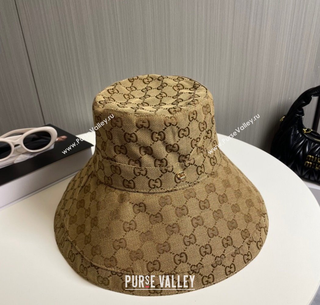 Gucci GG Canvas Wide Brim Bucket Hat Camel 2025 0115 (A-250115022)