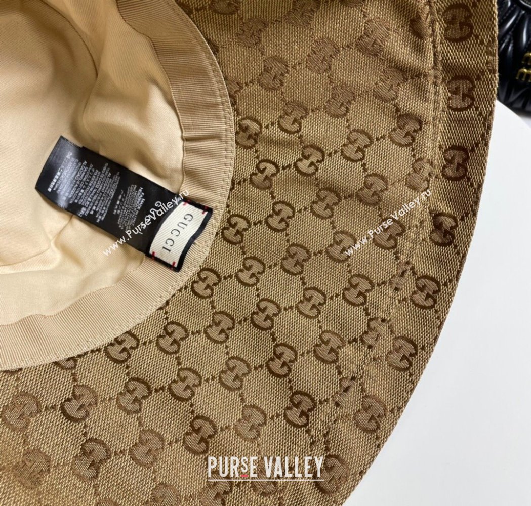 Gucci GG Canvas Wide Brim Bucket Hat Camel 2025 0115 (A-250115022)