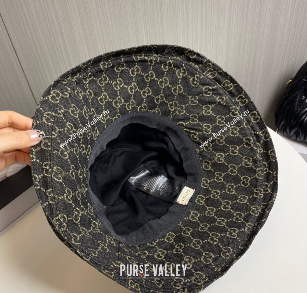 Gucci GG Denim Wide Brim Bucket Hat Black 2025 0115 (A-250115023)