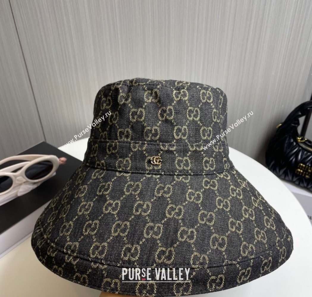 Gucci GG Denim Wide Brim Bucket Hat Black 2025 0115 (A-250115023)