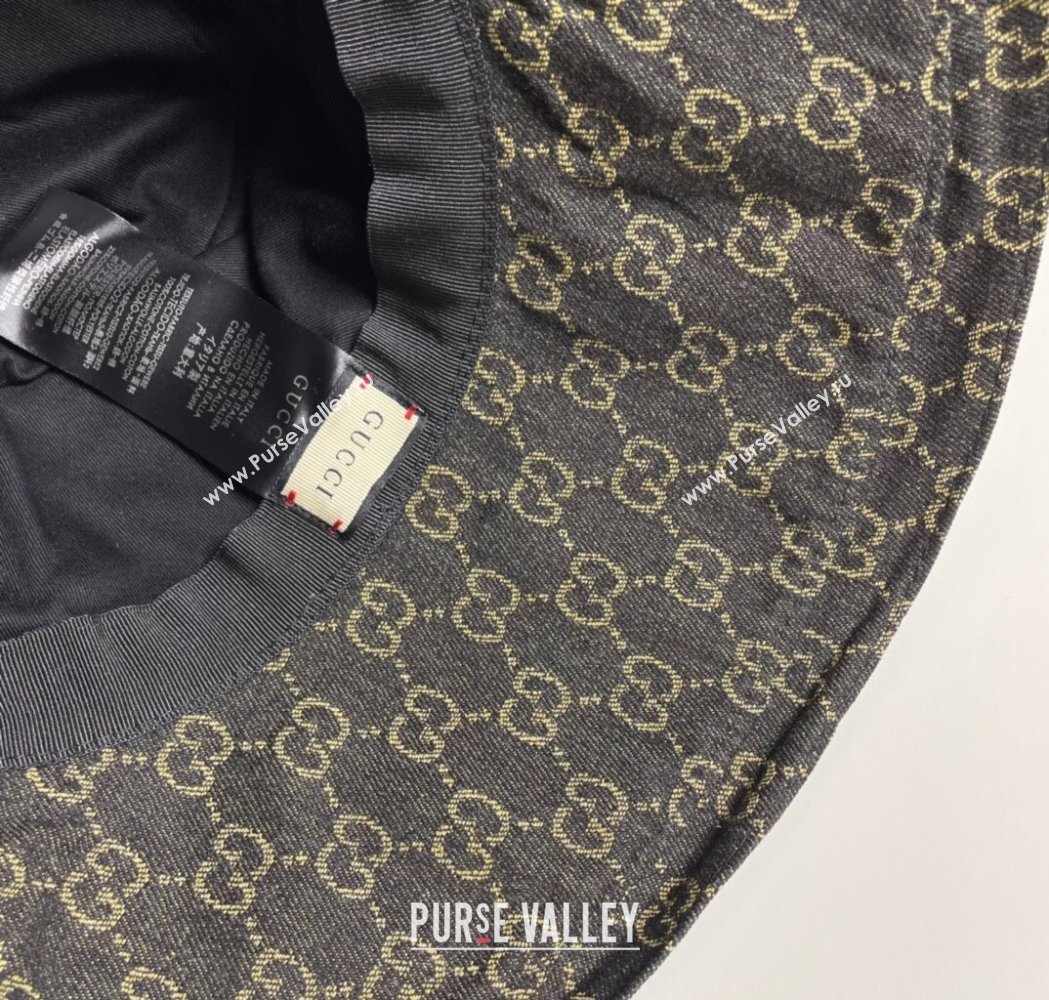 Gucci GG Denim Wide Brim Bucket Hat Black 2025 0115 (A-250115023)