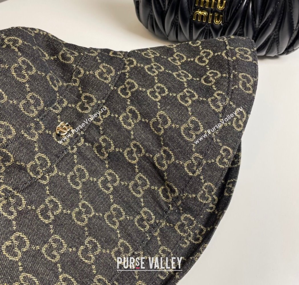 Gucci GG Denim Wide Brim Bucket Hat Black 2025 0115 (A-250115023)