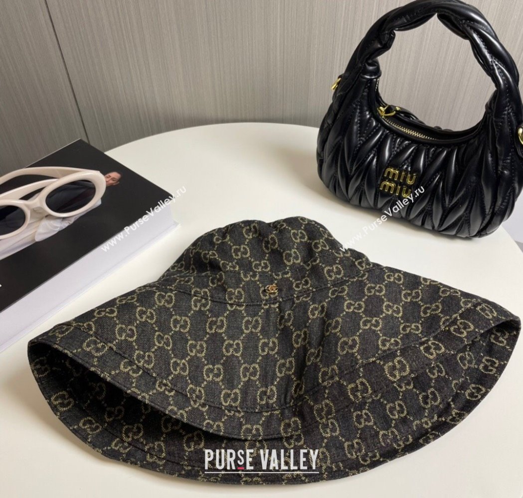 Gucci GG Denim Wide Brim Bucket Hat Black 2025 0115 (A-250115023)