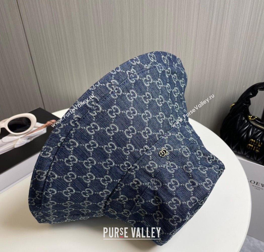 Gucci GG Denim Wide Brim Bucket Hat Dark Blue 2025 0115 (A-250115024)