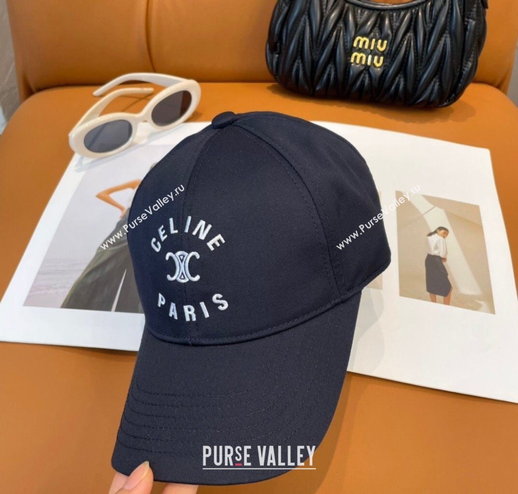 Celine Triomphe Logo Baseball Hat Dark Blue 2025 0115 (A-250115029)