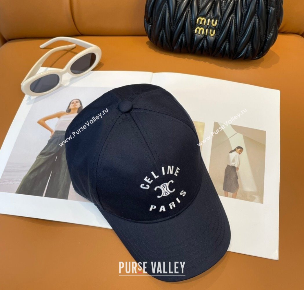 Celine Triomphe Logo Baseball Hat Dark Blue 2025 0115 (A-250115029)