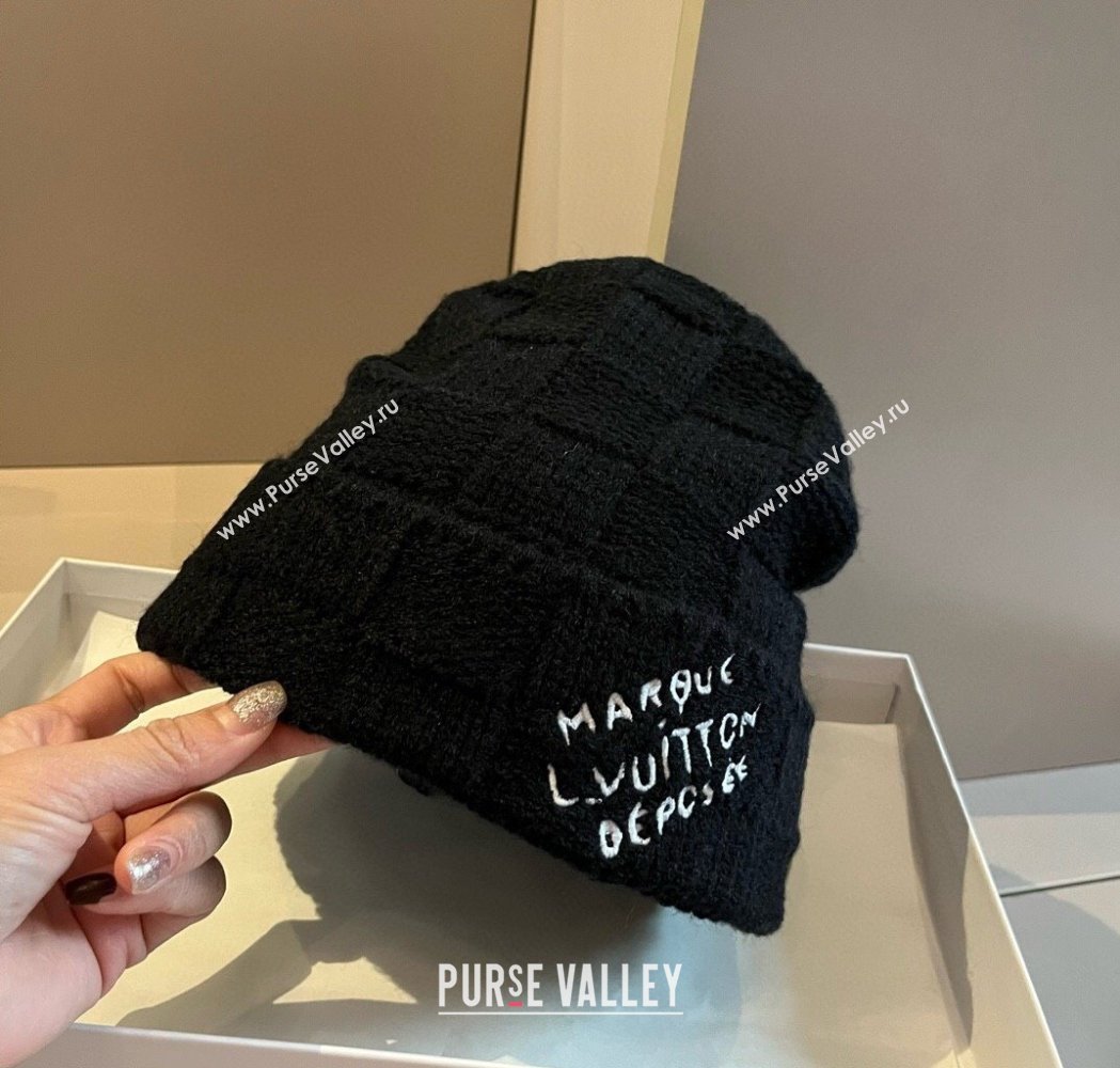Louis Vuitton Damier Knit Hat Black 2025 0114 (XMN-250114104)