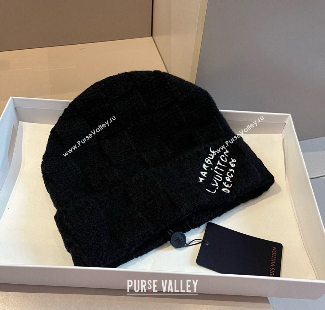 Louis Vuitton Damier Knit Hat Black 2025 0114 (XMN-250114104)