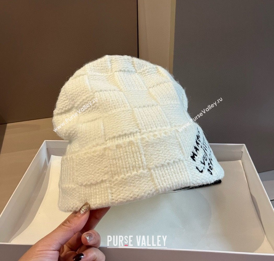 Louis Vuitton Damier Knit Hat White 2025 0114 (XMN-250114105)