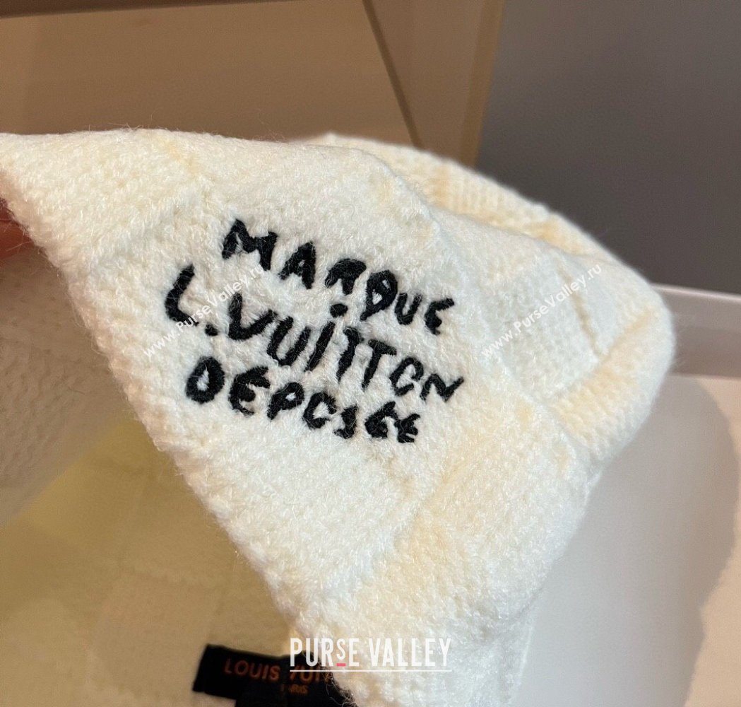 Louis Vuitton Damier Knit Hat White 2025 0114 (XMN-250114105)