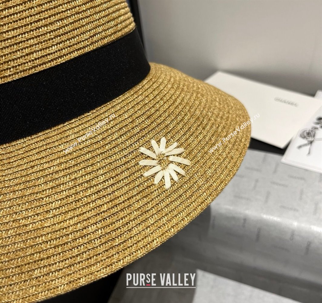 Celine Straw Bucket Hat with Bloom Black 2025 (XMN-250318078)