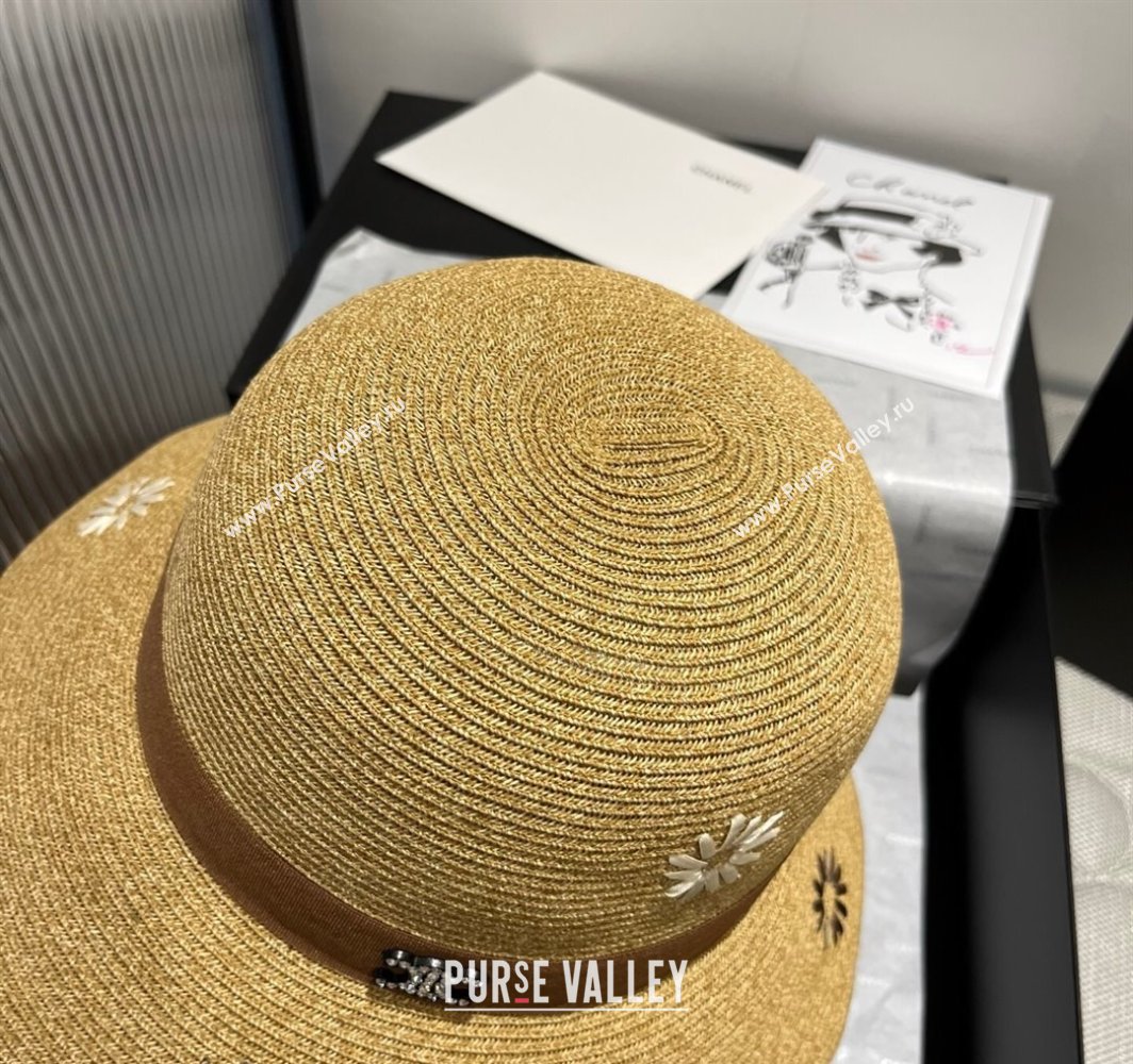 Celine Straw Bucket Hat with Bloom Brown 2025 (XMN-250318079)