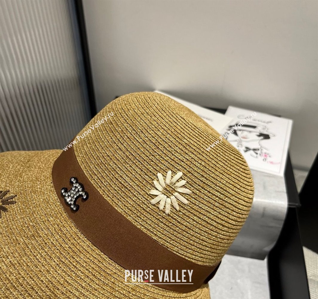 Celine Straw Bucket Hat with Bloom Brown 2025 (XMN-250318079)