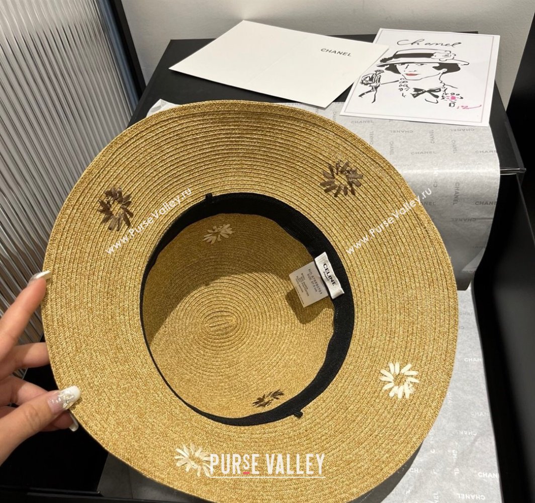 Celine Straw Bucket Hat with Bloom Brown 2025 (XMN-250318079)