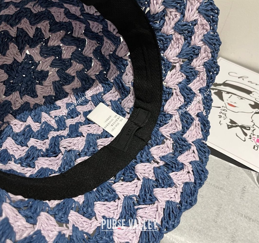 Prada Triangle Straw Bucket Hat Pink/Blue 2025 (XMN-250318082)