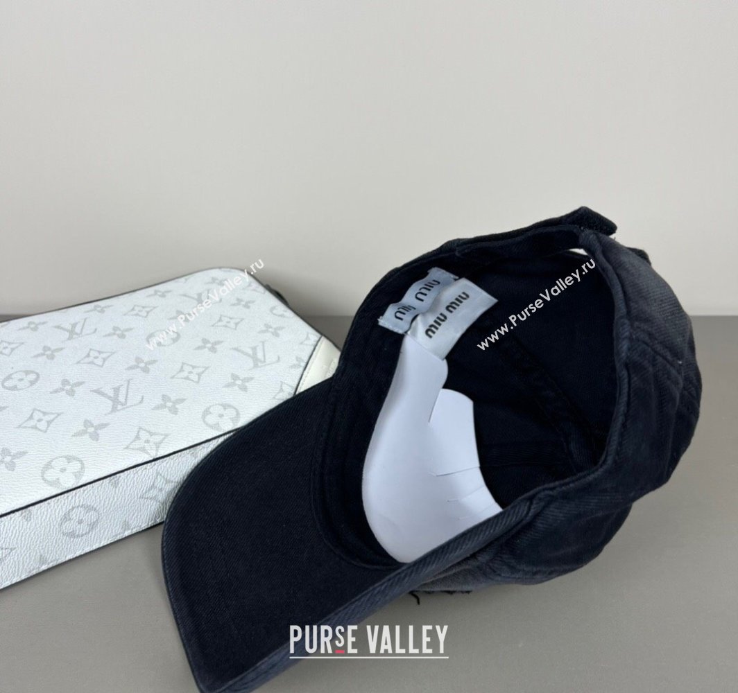 Miu Miu Washed Denim Baseball Hat Black 2025 0317 (SHI-250317096)