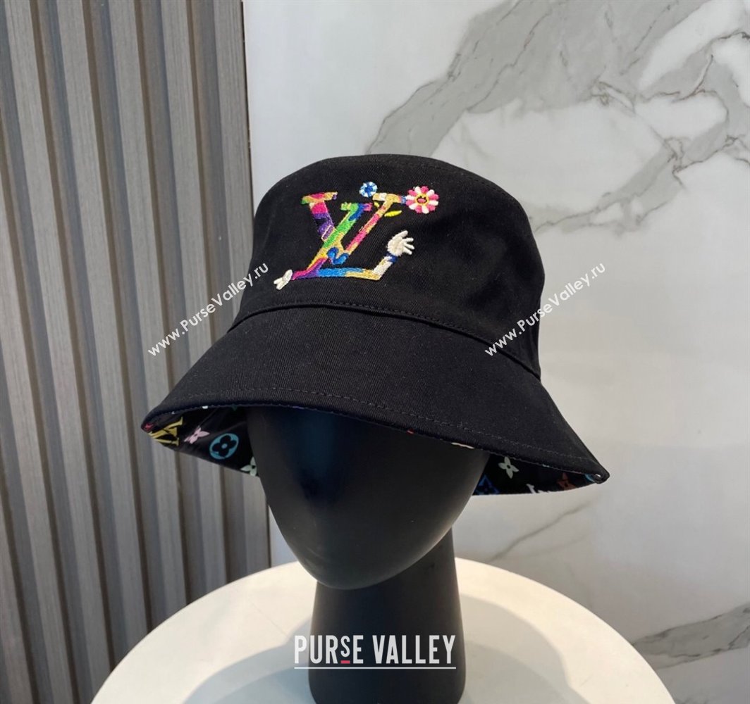 Louis Vuitton LV x TM Canvas Reversible Bucket Hat Black 2025 (SHI-250317123)