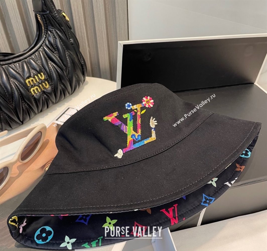 Louis Vuitton LV x TM Canvas Reversible Bucket Hat Black 2025 (SHI-250317123)