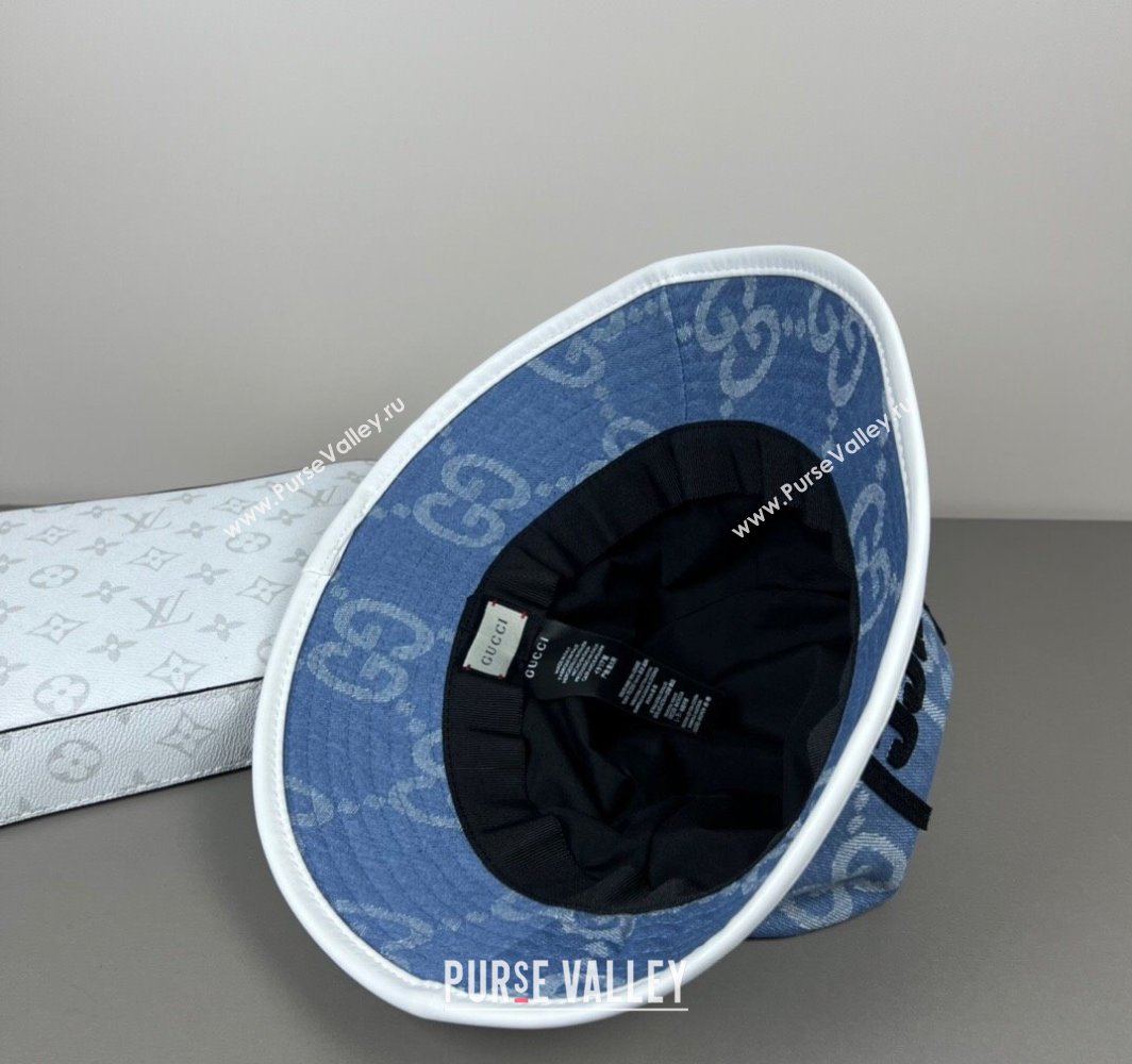 Gucci GG Denim Bucket Hat with GUCCI Blue/Black 2025 0317 (SHI-250317127)