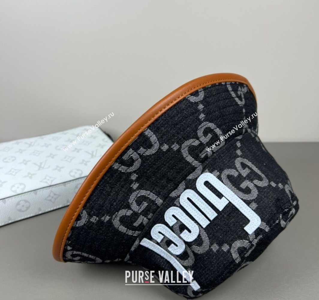 Gucci GG Denim Bucket Hat with GUCCI Black/White 2025 0317 (SHI-250317126)