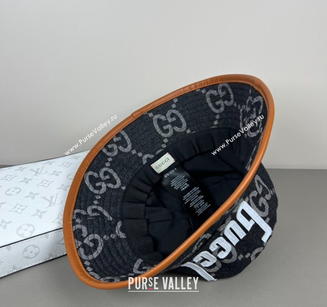 Gucci GG Denim Bucket Hat with GUCCI Black/White 2025 0317 (SHI-250317126)