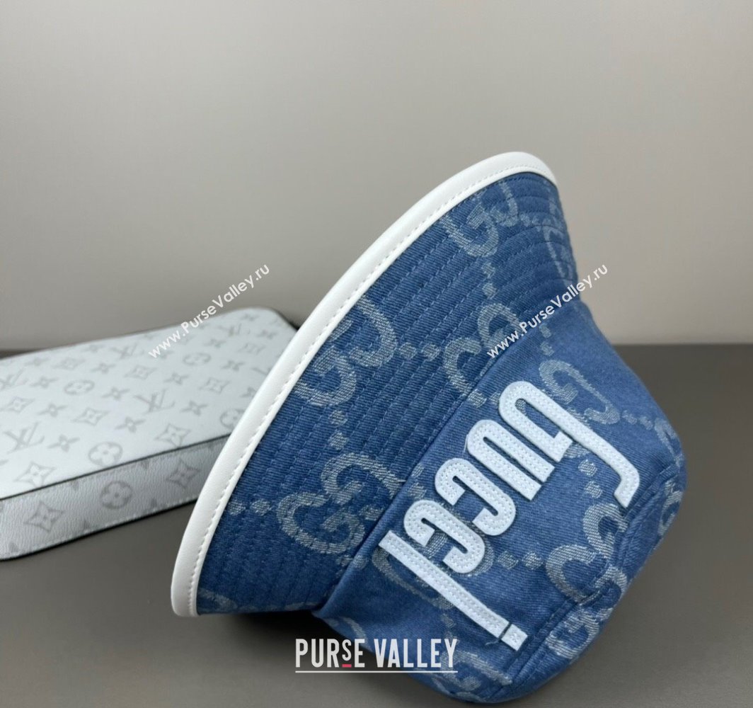 Gucci GG Denim Bucket Hat with GUCCI Blue/White 2025 0317 (SHI-250317129)