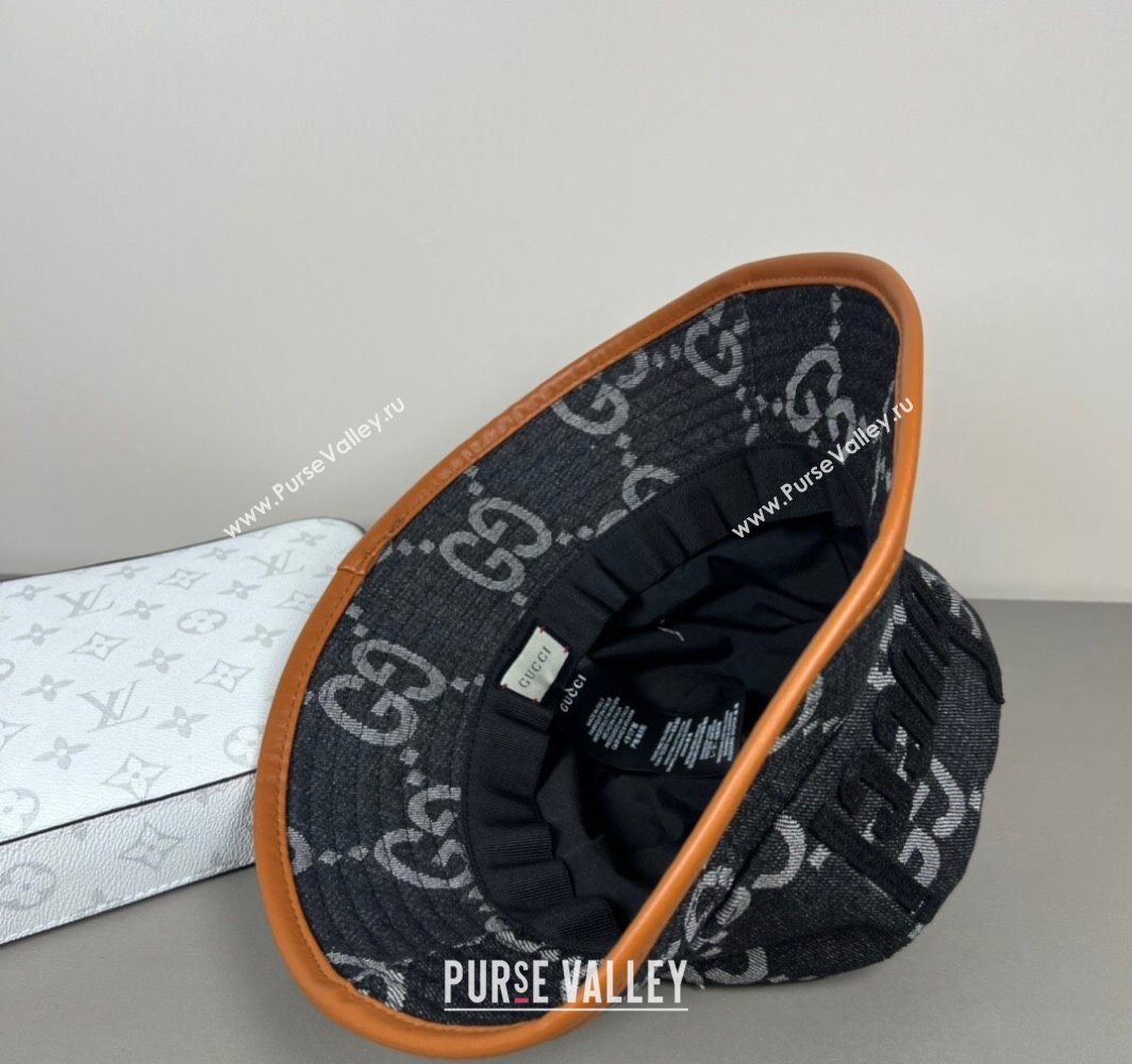 Gucci GG Denim Bucket Hat with GUCCI Black2 2025 0317 (SHI-250317128)