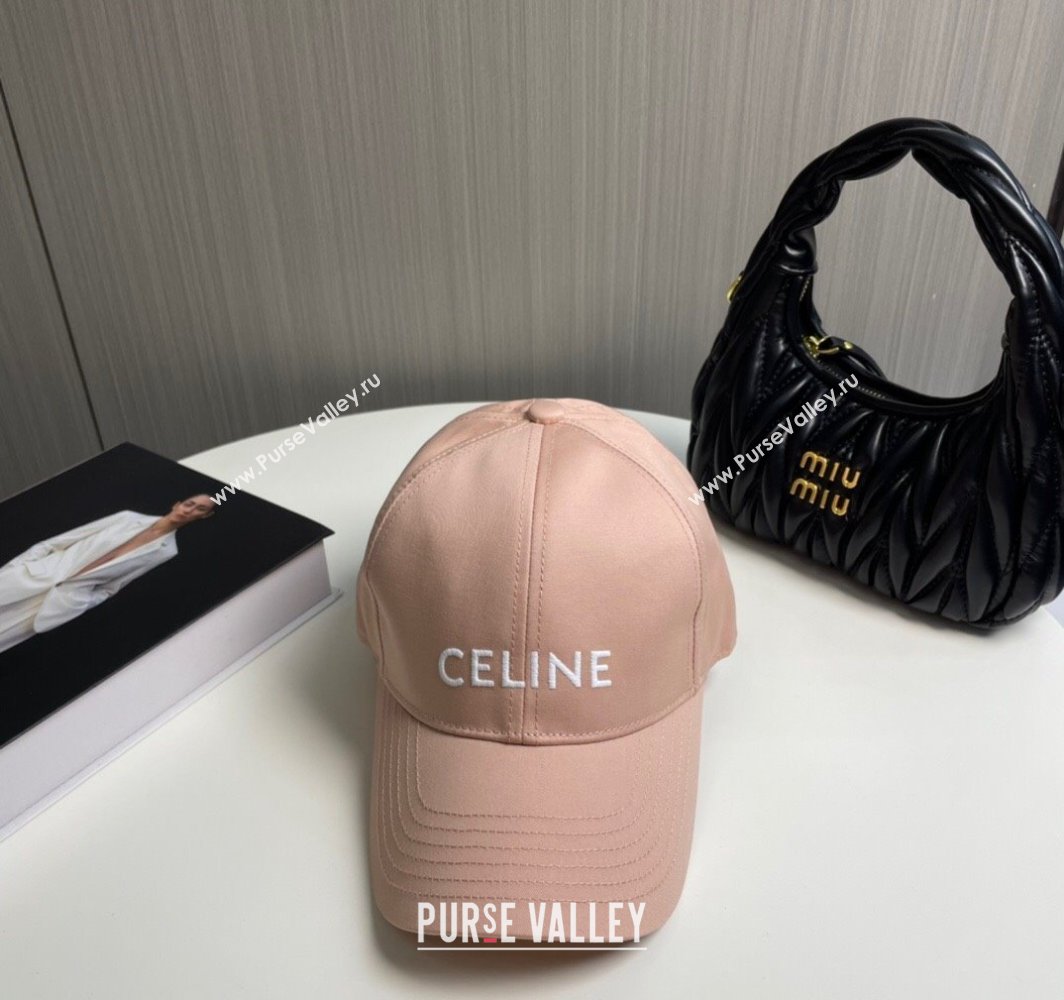 Celine Canvas Baseball Hat with CELINE Light Pink 2025 0318 (SHI-250318020)