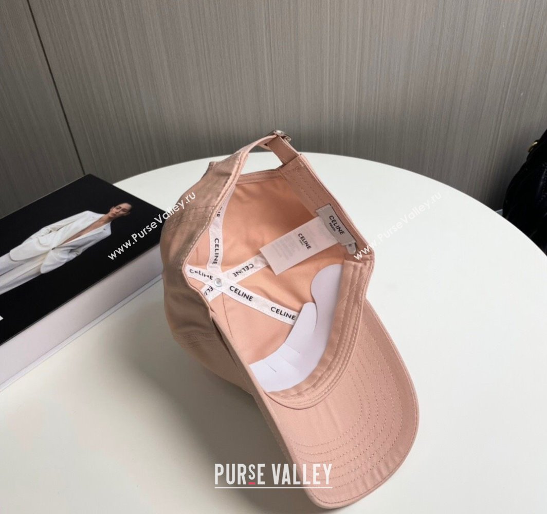 Celine Canvas Baseball Hat with CELINE Light Pink 2025 0318 (SHI-250318020)