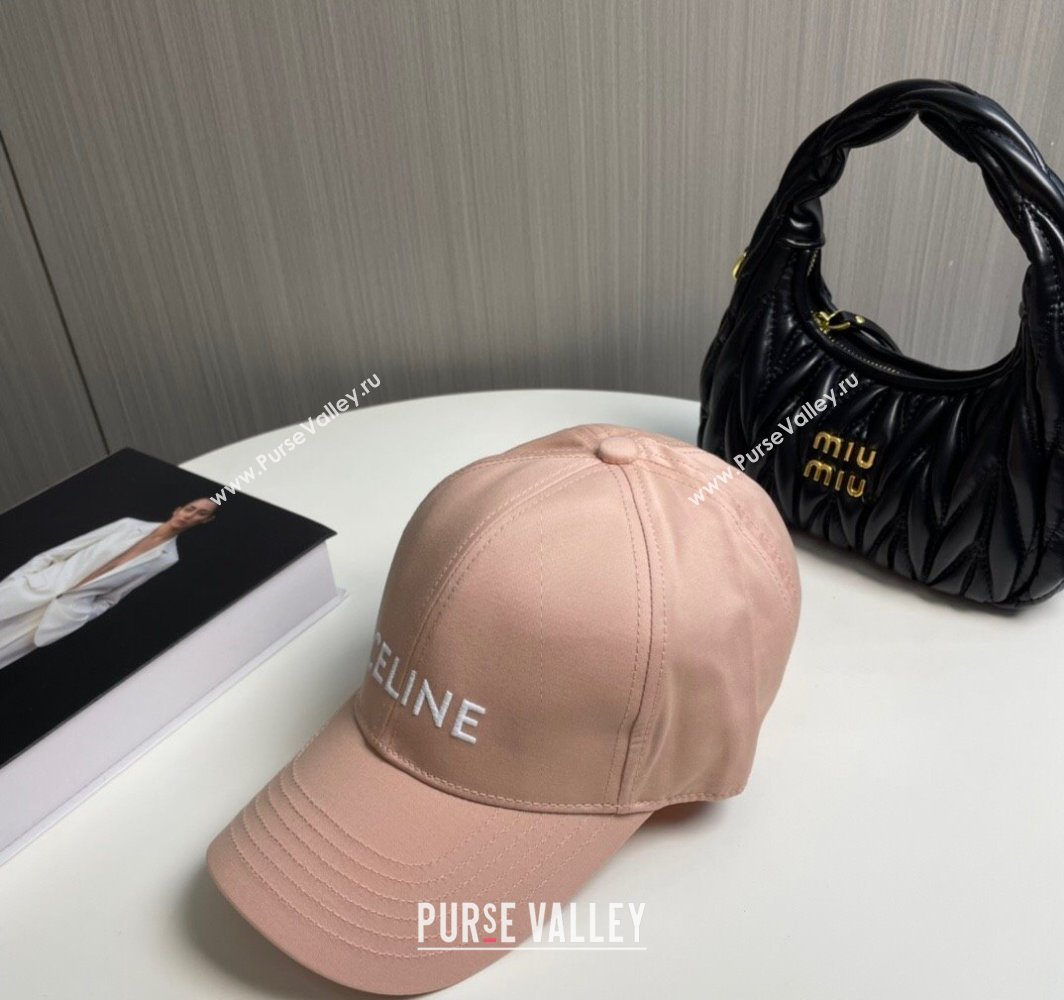 Celine Canvas Baseball Hat with CELINE Light Pink 2025 0318 (SHI-250318020)
