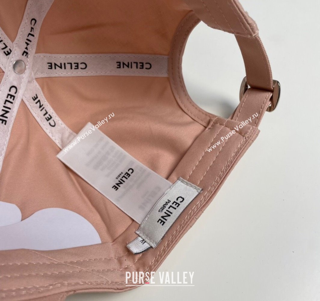 Celine Canvas Baseball Hat with CELINE Light Pink 2025 0318 (SHI-250318020)