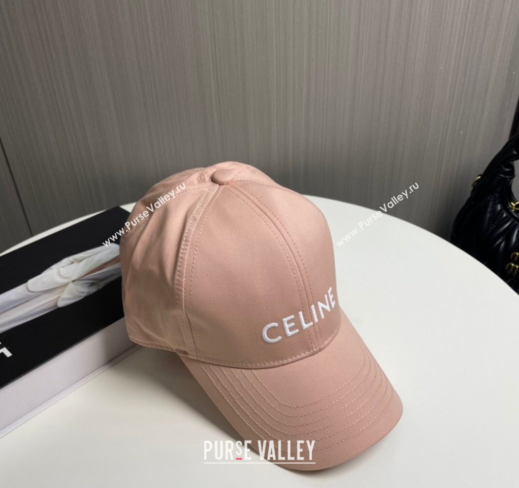 Celine Canvas Baseball Hat with CELINE Light Pink 2025 0318 (SHI-250318020)
