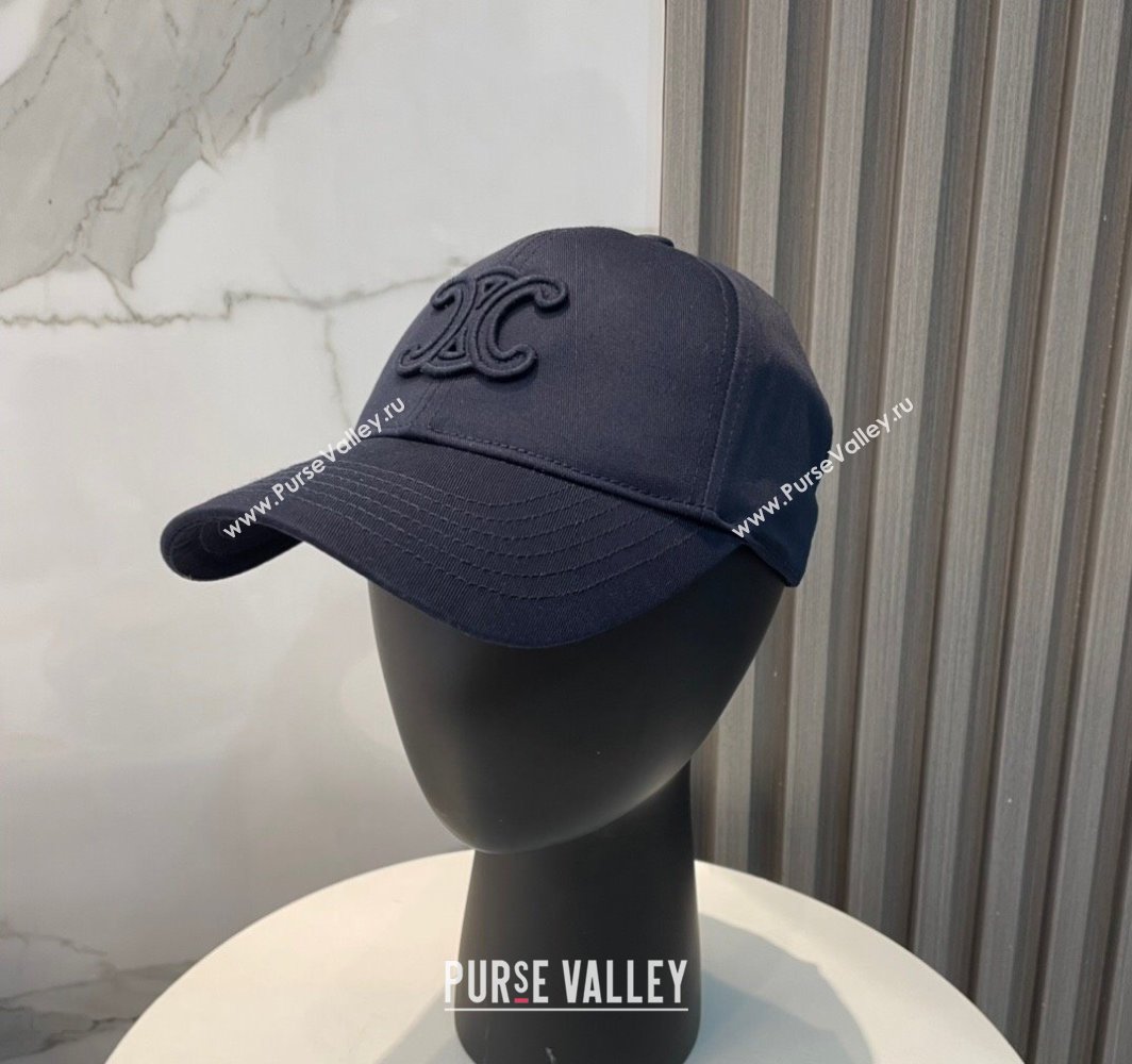 Celine Baseball Hat with One-Tone Logo Dark Blue 2025 (SHI-250318014)