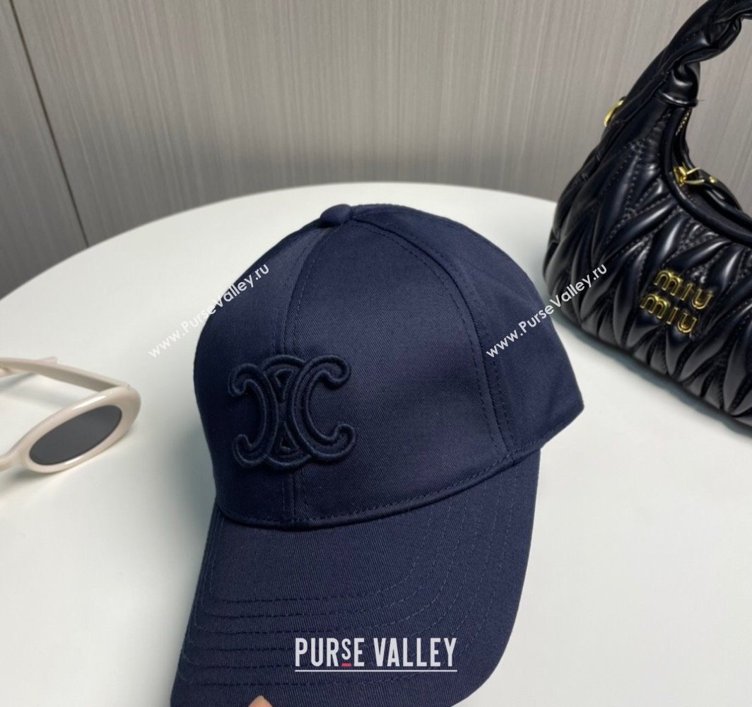Celine Baseball Hat with One-Tone Logo Dark Blue 2025 (SHI-250318014)