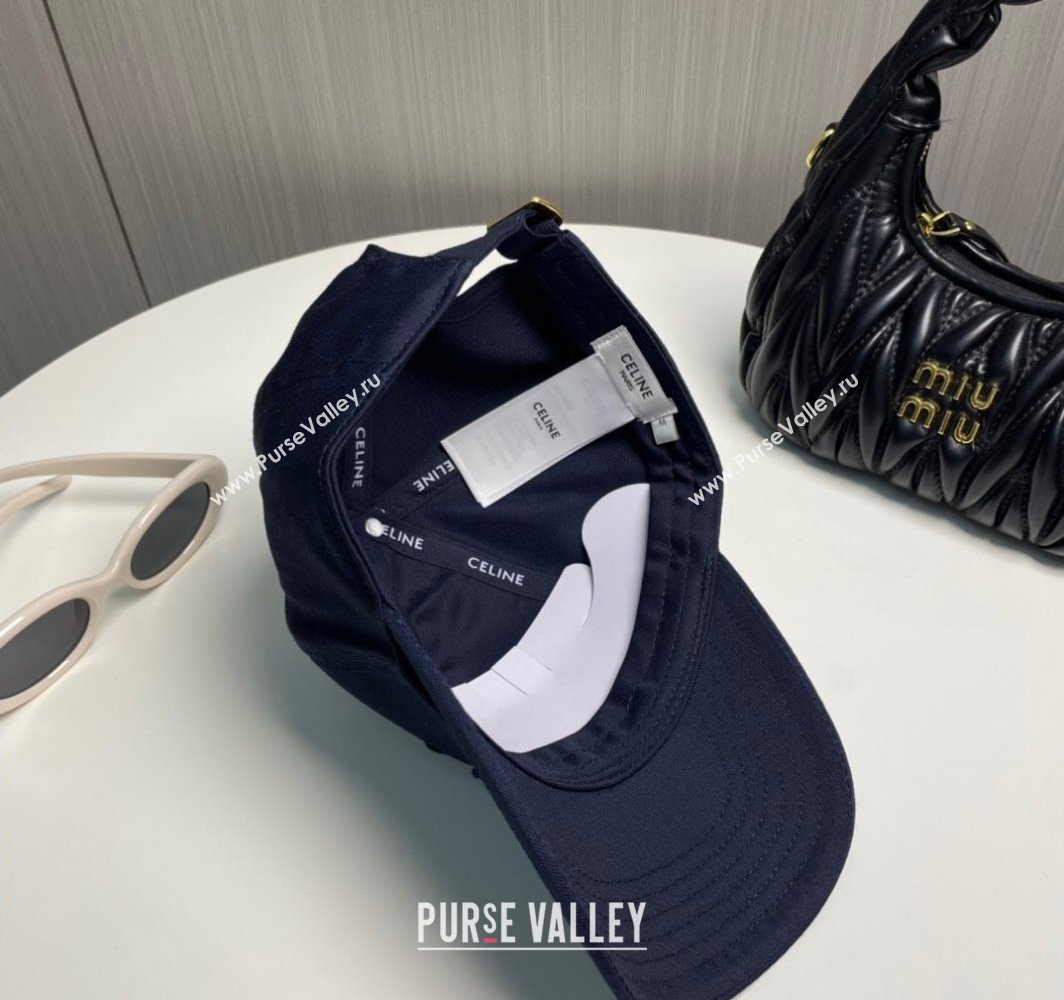 Celine Baseball Hat with One-Tone Logo Dark Blue 2025 (SHI-250318014)