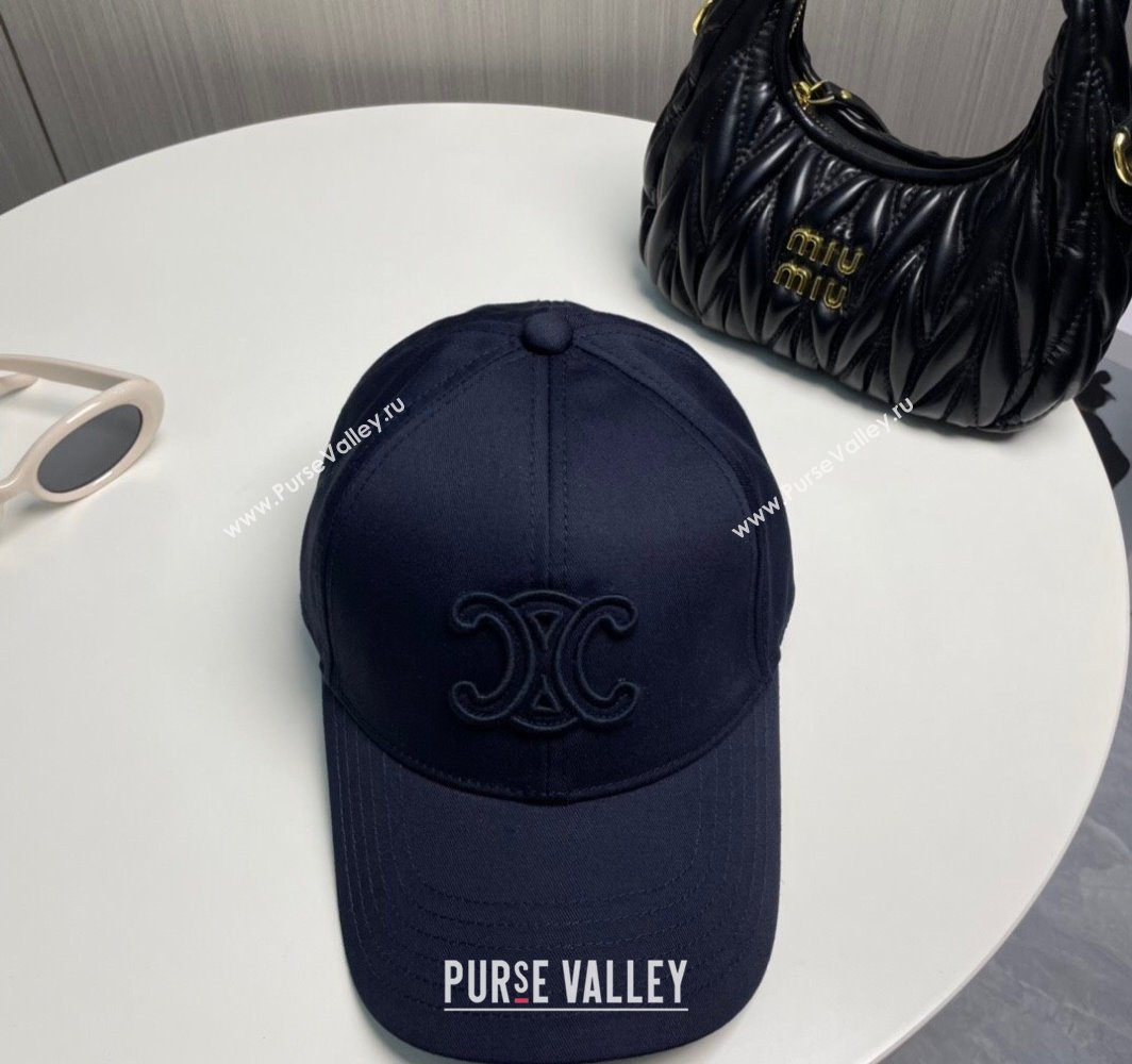 Celine Baseball Hat with One-Tone Logo Dark Blue 2025 (SHI-250318014)